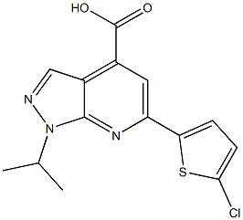 6-(5-chlorothiophen-2-yl)-1-(propan-2-yl)-1H-pyrazolo[3,4-b]pyridine-4-carboxylic acid Struktur