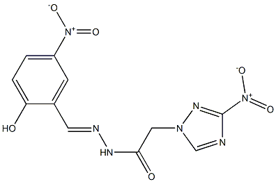 N'-{2-hydroxy-5-nitrobenzylidene}-2-{3-nitro-1H-1,2,4-triazol-1-yl}acetohydrazide Struktur