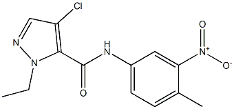 4-chloro-1-ethyl-N-{3-nitro-4-methylphenyl}-1H-pyrazole-5-carboxamide Struktur