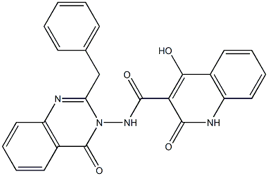 4-hydroxy-2-oxo-N-(4-oxo-2-(phenylmethyl)quinazolin-3(4H)-yl)-1,2-dihydroquinoline-3-carboxamide Struktur