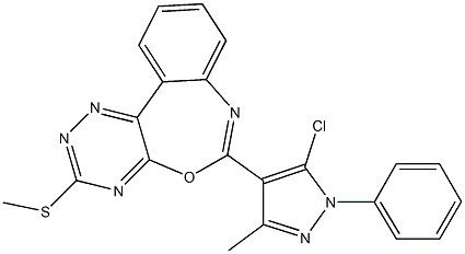 6-(5-chloro-3-methyl-1-phenyl-1H-pyrazol-4-yl)-3-(methylsulfanyl)[1,2,4]triazino[5,6-d][3,1]benzoxazepine Struktur