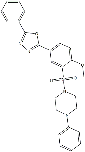 methyl 4-(5-phenyl-1,3,4-oxadiazol-2-yl)-2-[(4-phenyl-1-piperazinyl)sulfonyl]phenyl ether Struktur