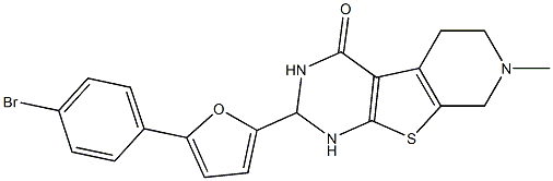 2-[5-(4-bromophenyl)-2-furyl]-7-methyl-2,3,5,6,7,8-hexahydropyrido[4',3':4,5]thieno[2,3-d]pyrimidin-4(1H)-one Struktur