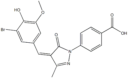 4-[4-(3-bromo-4-hydroxy-5-methoxybenzylidene)-3-methyl-5-oxo-4,5-dihydro-1H-pyrazol-1-yl]benzoic acid Struktur