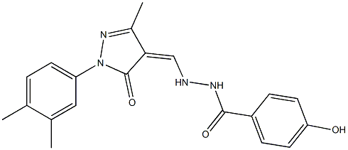 N'-{[1-(3,4-dimethylphenyl)-3-methyl-5-oxo-1,5-dihydro-4H-pyrazol-4-ylidene]methyl}-4-hydroxybenzohydrazide Struktur