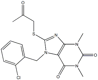 7-(2-chlorobenzyl)-1,3-dimethyl-8-[(2-oxopropyl)thio]-3,7-dihydro-1H-purine-2,6-dione Struktur