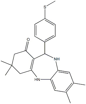 3,3,7,8-tetramethyl-11-[4-(methylsulfanyl)phenyl]-2,3,4,5,10,11-hexahydro-1H-dibenzo[b,e][1,4]diazepin-1-one Struktur