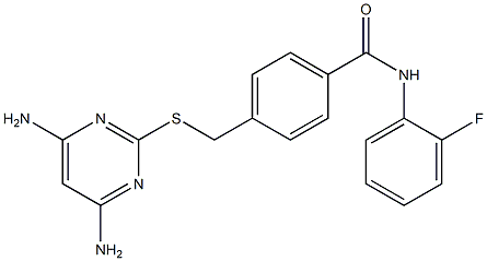 4-{[(4,6-diamino-2-pyrimidinyl)sulfanyl]methyl}-N-(2-fluorophenyl)benzamide Struktur