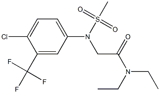 2-[4-chloro(methylsulfonyl)-3-(trifluoromethyl)anilino]-N,N-diethylacetamide Struktur