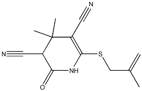 4,4-dimethyl-6-[(2-methyl-2-propenyl)sulfanyl]-2-oxo-1,2,3,4-tetrahydro-3,5-pyridinedicarbonitrile Struktur