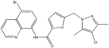 N-(5-bromo-8-quinolinyl)-5-[(4-chloro-3,5-dimethyl-1H-pyrazol-1-yl)methyl]-2-furamide Struktur