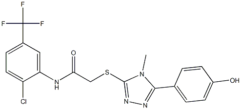 N-[2-chloro-5-(trifluoromethyl)phenyl]-2-{[5-(4-hydroxyphenyl)-4-methyl-4H-1,2,4-triazol-3-yl]sulfanyl}acetamide Struktur