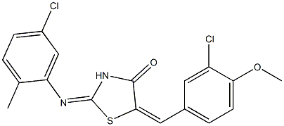 5-(3-chloro-4-methoxybenzylidene)-2-[(5-chloro-2-methylphenyl)imino]-1,3-thiazolidin-4-one Struktur