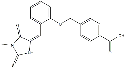 4-({2-[(1-methyl-5-oxo-2-thioxo-4-imidazolidinylidene)methyl]phenoxy}methyl)benzoic acid Struktur