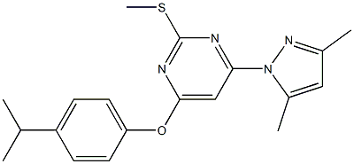 4-(3,5-dimethyl-1H-pyrazol-1-yl)-6-(4-isopropylphenoxy)-2-(methylsulfanyl)pyrimidine Struktur