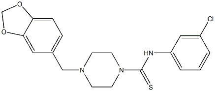 4-(1,3-benzodioxol-5-ylmethyl)-N-(3-chlorophenyl)-1-piperazinecarbothioamide Struktur