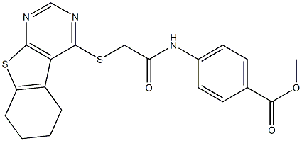 methyl 4-{[(5,6,7,8-tetrahydro[1]benzothieno[2,3-d]pyrimidin-4-ylsulfanyl)acetyl]amino}benzoate Struktur