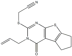 2-[(3-allyl-4-oxo-3,5,6,7-tetrahydro-4H-cyclopenta[4,5]thieno[2,3-d]pyrimidin-2-yl)sulfanyl]acetonitrile Struktur