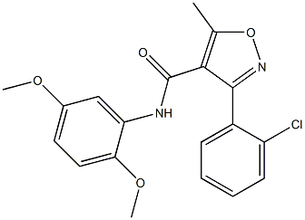 3-(2-chlorophenyl)-N-(2,5-dimethoxyphenyl)-5-methylisoxazole-4-carboxamide Struktur