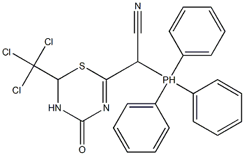 (4-oxo-2-(trichloromethyl)-3,4-dihydro-2H-1,3,5-thiadiazin-6-yl)(triphenyl-lambda~5~-phosphanyl)acetonitrile Struktur