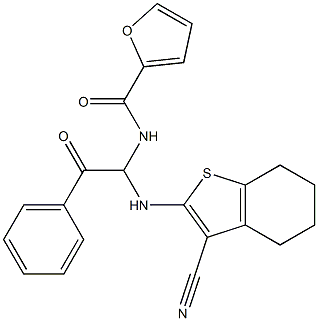 N-{1-[(3-cyano-4,5,6,7-tetrahydro-1-benzothien-2-yl)amino]-2-oxo-2-phenylethyl}-2-furamide Struktur