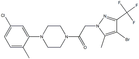 1-{[4-bromo-5-methyl-3-(trifluoromethyl)-1H-pyrazol-1-yl]acetyl}-4-(5-chloro-2-methylphenyl)piperazine Struktur