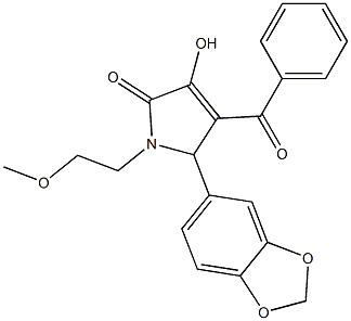 5-(1,3-benzodioxol-5-yl)-4-benzoyl-3-hydroxy-1-(2-methoxyethyl)-1,5-dihydro-2H-pyrrol-2-one Struktur