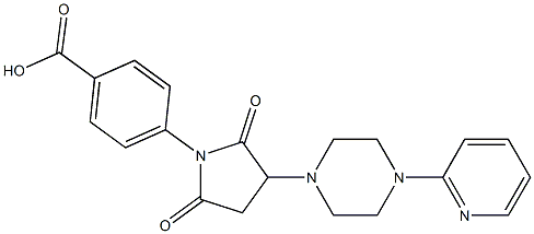 4-{2,5-dioxo-3-[4-(2-pyridinyl)-1-piperazinyl]-1-pyrrolidinyl}benzoic acid Struktur