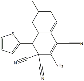 2-amino-6-methyl-4-(2-thienyl)-4a,5,6,7-tetrahydro-1,3,3(4H)-naphthalenetricarbonitrile Struktur