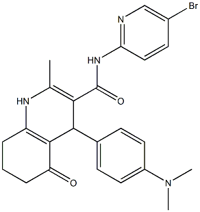 N-(5-bromo-2-pyridinyl)-4-[4-(dimethylamino)phenyl]-2-methyl-5-oxo-1,4,5,6,7,8-hexahydro-3-quinolinecarboxamide Struktur