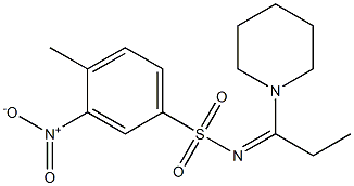 3-nitro-4-methyl-N-[1-(1-piperidinyl)propylidene]benzenesulfonamide Struktur