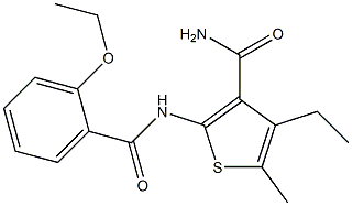 2-[(2-ethoxybenzoyl)amino]-4-ethyl-5-methyl-3-thiophenecarboxamide Struktur