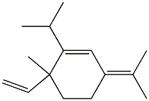 6-ethenyl-6-methyl-1-propan-2-yl-3-propan-2-ylidene-cyclohexene Struktur