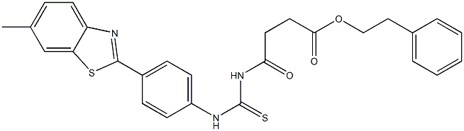 phenethyl 4-({[4-(6-methyl-1,3-benzothiazol-2-yl)anilino]carbothioyl}amino)-4-oxobutanoate Struktur