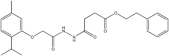 phenethyl 4-{2-[2-(2-isopropyl-5-methylphenoxy)acetyl]hydrazino}-4-oxobutanoate Struktur