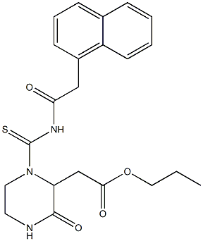 propyl 2-[1-({[2-(1-naphthyl)acetyl]amino}carbothioyl)-3-oxo-2-piperazinyl]acetate Struktur