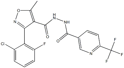 N'-{[3-(2-chloro-6-fluorophenyl)-5-methyl-4-isoxazolyl]carbonyl}-6-(trifluoromethyl)nicotinohydrazide Struktur