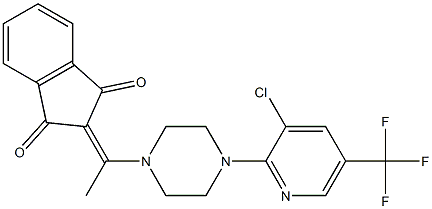 2-(1-{4-[3-chloro-5-(trifluoromethyl)-2-pyridinyl]piperazino}ethylidene)-1H-indene-1,3(2H)-dione Struktur