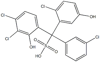 (3-Chlorophenyl)(2-chloro-5-hydroxyphenyl)(3,4-dichloro-2-hydroxyphenyl)methanesulfonic acid Struktur