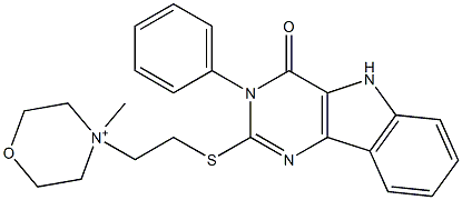 4-Methyl-4-[2-[[[3,4-dihydro-3-phenyl-4-oxo-5H-pyrimido[5,4-b]indol]-2-yl]thio]ethyl]morpholin-4-ium Struktur