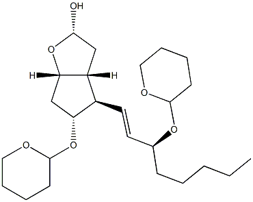 (1S,3S,5R,6R,7R)-7-(Tetrahydro-2H-pyran-2-yloxy)-6-[(1E,3S)-3-(tetrahydro-2H-pyran-2-yloxy)-1-octenyl]-2-oxabicyclo[3.3.0]octan-3-ol Struktur