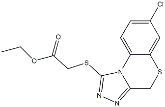 [(7-Chloro-4H-[1,2,4]triazolo[3,4-c][1,4]benzothiazin-1-yl)thio]acetic acid ethyl ester Struktur