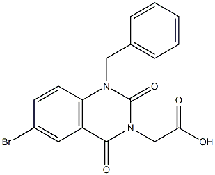 1-Benzyl-1,2,3,4-tetrahydro-6-bromo-2,4-dioxoquinazoline-3-acetic acid Struktur