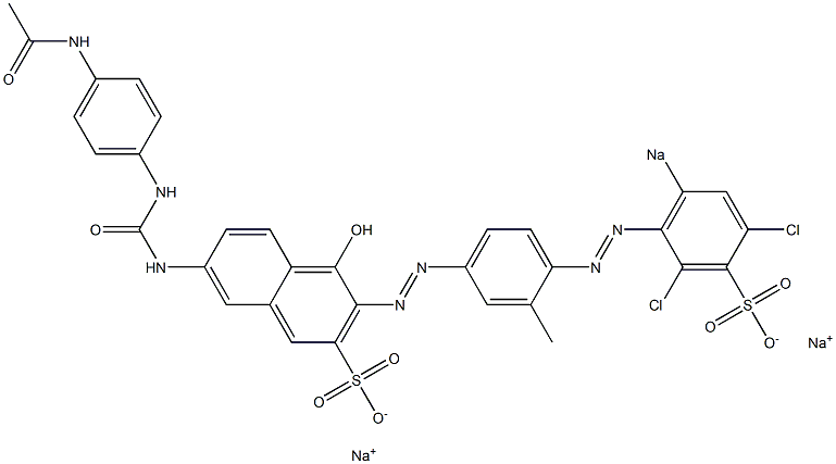 7-[3-[4-(Acetylamino)phenyl]ureido]-3-[[4-[(2,4-dichloro-6-sodiosulfophenyl)azo]-3-methylphenyl]azo]-4-hydroxynaphthalene-2-sulfonic acid sodium salt Struktur