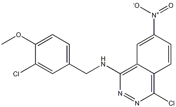 1-chloro-4-((3-chloro-4-methoxybenzyl-)amino)-6-nitrophthalazine Struktur