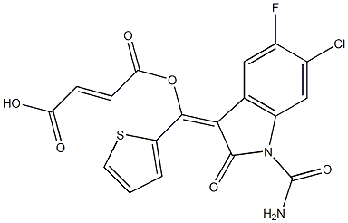 mono((1-(aminocarbonyl)-6-chloro-5-fluoro-1,2-dihydro-2-oxo-3H-indol-3-ylidene)-2-thienylmethyl) butenedioate Struktur