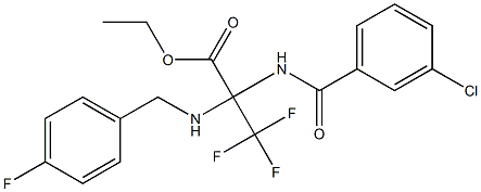 ethyl 2-[(3-chlorobenzoyl)amino]-3,3,3-trifluoro-2-[(4-fluorobenzyl)amino]propanoate Struktur