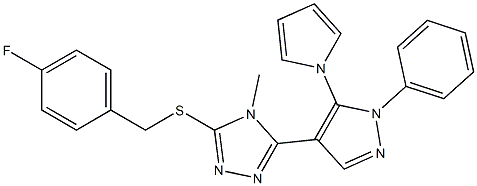 4-fluorobenzyl 4-methyl-5-[1-phenyl-5-(1H-pyrrol-1-yl)-1H-pyrazol-4-yl]-4H-1,2,4-triazol-3-yl sulfide Struktur