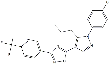 5-[1-(4-chlorophenyl)-5-propyl-1H-pyrazol-4-yl]-3-[4-(trifluoromethyl)phenyl]-1,2,4-oxadiazole Struktur