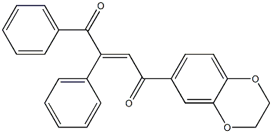 4-(2,3-dihydro-1,4-benzodioxin-6-yl)-1,2-diphenylbut-2-ene-1,4-dione Struktur